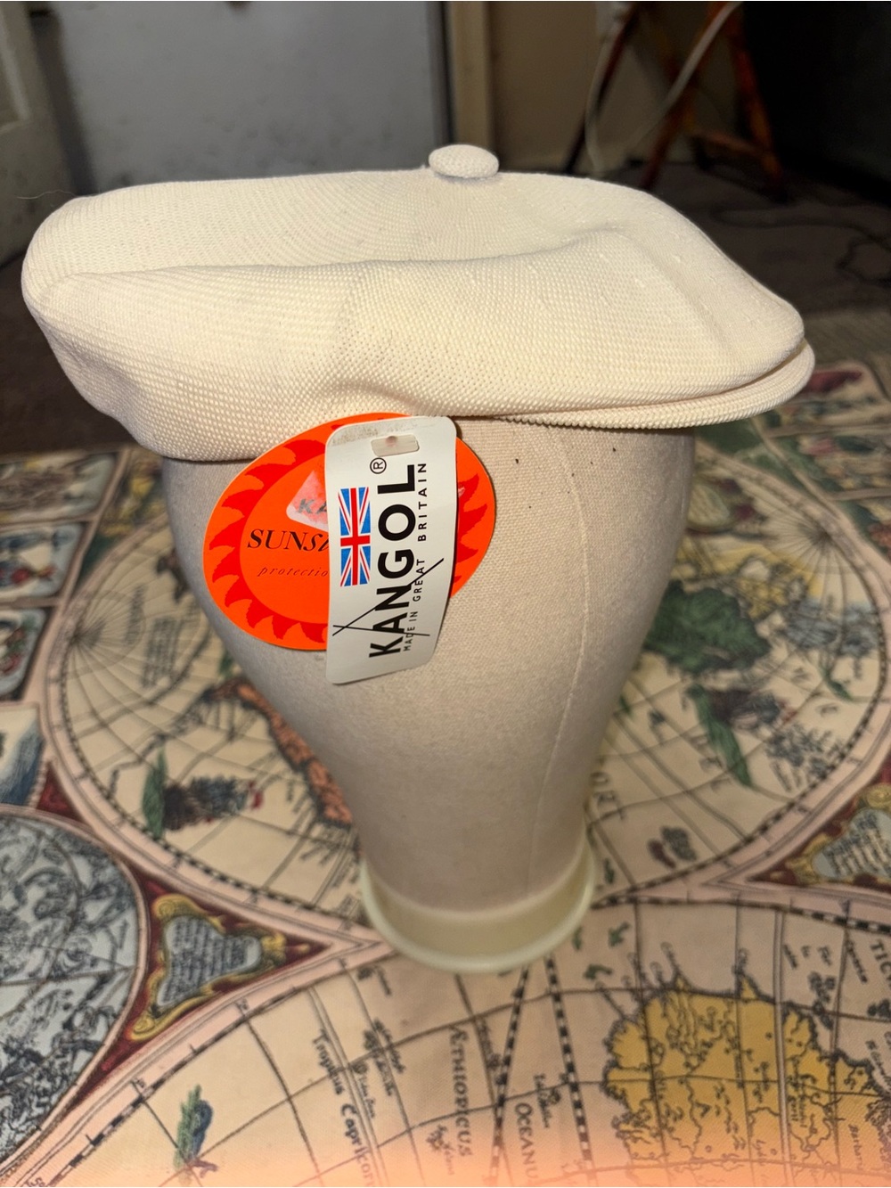 Kangol Cream Classic Wool Beret with Tag